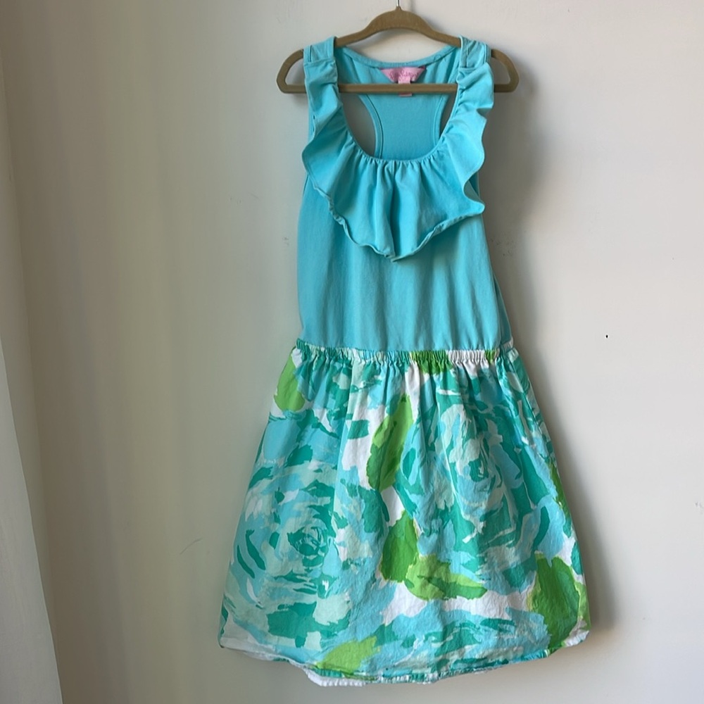 Lilly Pulitzer Little Loranne First Impressions Poolside Blue Dress XL (12-14)